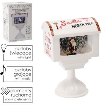 Chomik Праздничный Почтовый Ящик 27 x 20 x 41 см С Миготающим Светом Led - Белый - С Дедом Морозом, SOL3542 - Home Club