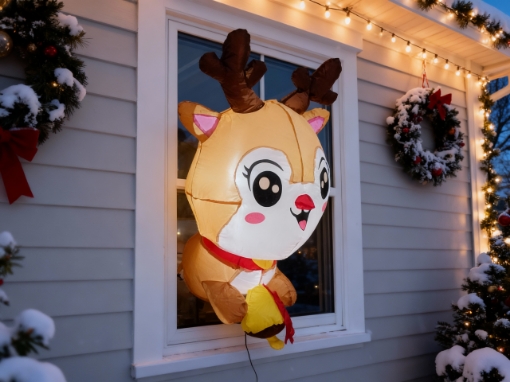 Chomik Надувний олень на вікно Led 90 см, SUN8723 - Home Club