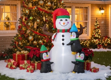 Chomik Надувной снеговик с пингвинами Led, 190 см, SUN0394 - Home Club