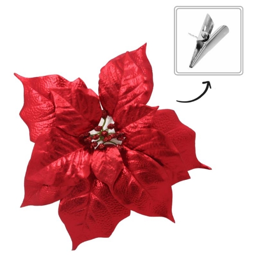 Chomik Искусственный цветок - звезда Вифлеема 25 см на клипсе, красный, HID3841 - Home Club