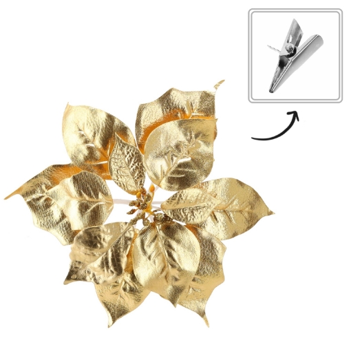 Chomik Штучна Квітка - Бетлегемська Зірка 25 См На Золотій Кліпсі, HID3858 - Home Club