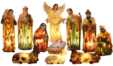 Chomik Набор рождественских фигурок, 11 штук, 100 см, смоляная масса, с подсветкой, RAI2051 - Home Club