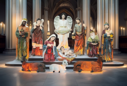 Chomik Набор рождественских фигурок, 11 элементов, 120 см, смола, подсветка, RAI6295 - Home Club