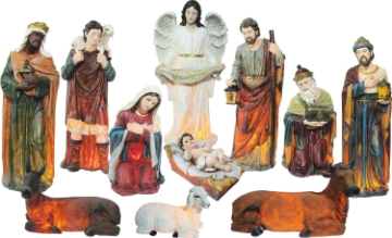 Chomik Набор рождественских фигурок, 11 элементов, 120 см, смола, подсветка, RAI6295 - Home Club