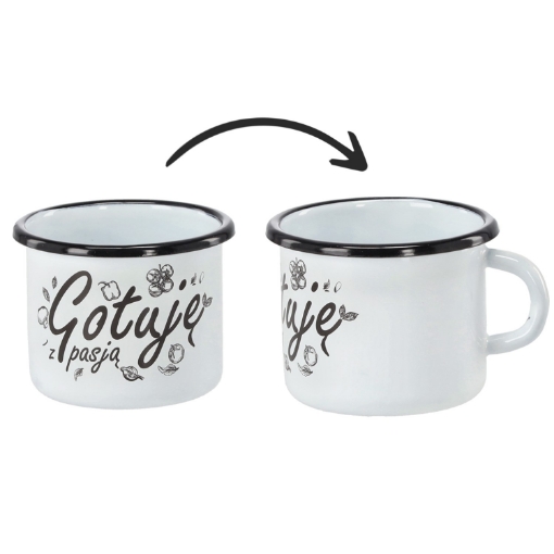 Chomik Эмалированная Чашка 0,5 Л 8 См Белый Цвет «Готовлю С Любовью», EMA2297 - Home Club