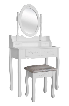 Chomik Косметический столик белый с зеркалом + табурет, PHO3992 - Home Club