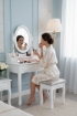 Chomik Косметический столик белый с зеркалом + табурет, PHO3992 - Home Club, изображение 6