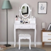 Chomik Косметический столик белый с зеркалом + табурет, PHO3992 - Home Club, изображение 8
