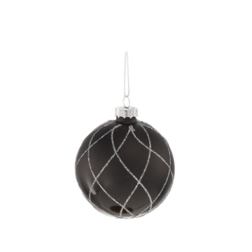 Chomik Стеклянная елочная игрушка - черная, различные узоры, 8 см, BOZ1891 - Home Club