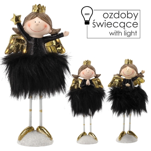 Chomik Ангел у чорній сукні з хутром 31 см, світлодіодний, GOT1597 - Home Club