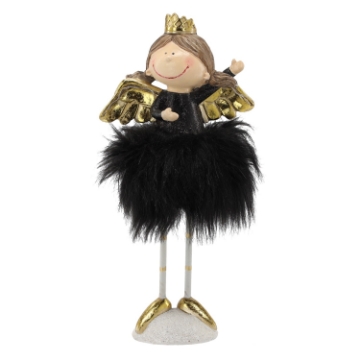 Chomik Ангел в черном платье с мехом, 31 см, светодиодный, GOT1597 - Home Club