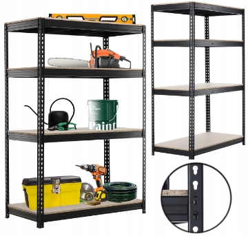 Chomik 4-ярусный стеллаж 180 x 120 x 60 см, черный, грузоподъемность полки: 500 кг, GWI0667 - Home Club