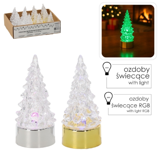 Chomik Рождественское украшение - Пластиковая елка Led 4 x 9,5 см, золотая/серебряная, SOL9001 - Home Club