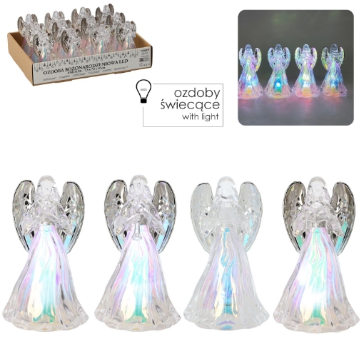 Chomik Рождественское украшение - Пластиковый ангел с подсветкой, 7,5 x 12,5 см, различные дизайны, SOL9025 - Home Club