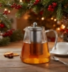 Chomik Жаропрочный кувшин с заварочным устройством и металлической крышкой, 1300 мл, LUT1571 - Home Club, изображение 2