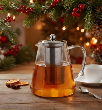 Chomik Жаропрочный кувшин с заварочным устройством и металлической крышкой, 1300 мл, LUT1571 - Home Club