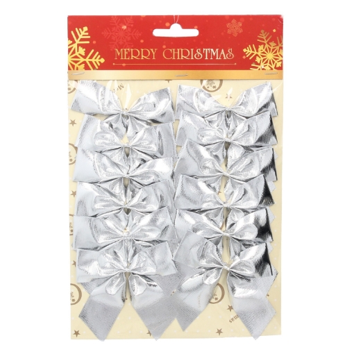 Chomik Набір 12 різдвяних кокард Срібний/Червоний-Золотий, GIF3751 - Home Club