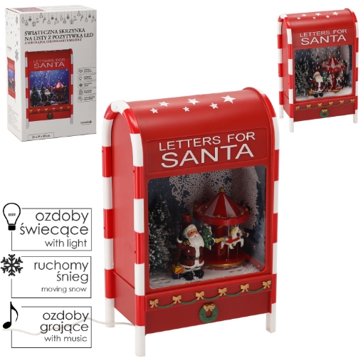 Chomik Святкова Поштова Скринька 25 x 15 x 40 См З Механізмом Led - Червона - З Каруселью, SOL3511 - Home Club