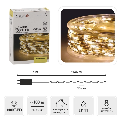 Chomik Світлодіодні лампочки на котушці 1000L, теплий білий, довжина 3 + 100 м, LED0085 - Home Club