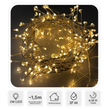 Chomik Микро-светодиодные лампы Cluster 150L, теплый белый, длина 0,3 + 1,5 м, работают от батареек, LED1803 - Home Club