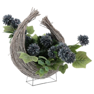 Chomik Букет Ch-27 (ширина 55 см, высота 51 см) Корзина «Полумесяц» Хризантема микс Цвет, LACP4118 - Home Club