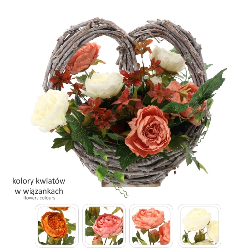 Chomik Букет Ch-28 (ширина 55 см, высота 40 см) Большая корзина «Сердце» Разноцветный, LACP4125 - Home Club