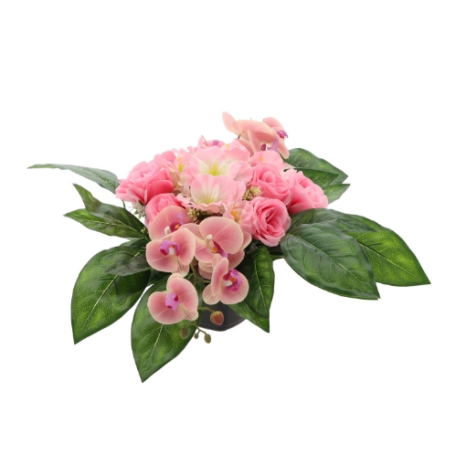 Chomik Букет Ch-34 (ширина 50 см, висота 30 см) Гібіскус з трояндою та орхідеєю, мікс кольорів, LACP4187 - Home Club