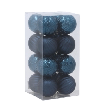 Chomik Набор из 16 елочных шаров 4 см, темно-синий / бежево-золотой, GIF3962 - Home Club