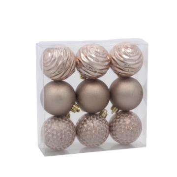Chomik Набор из 9 елочных шаров 6 см, темно-синий / бежево-золотой, GIF3986 - Home Club