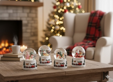 Chomik Рождественский Снежный Шар - Сани Санты 4,5 x 4,5 x 6,5 См Белый С Различными Узорами, KUL5720 - Home Club