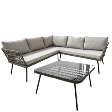 Garden Line Набор Садовой Мебели (Угловой Диван, Стол) - Серый, Подушки - Серый, ABI3385 - Home Club