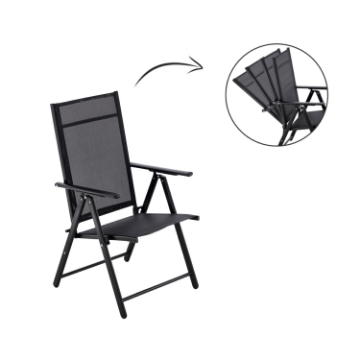Garden Line Складной садовый стул из стали, 66 x 53 x 107 см, черный, TIH3484 - Home Club