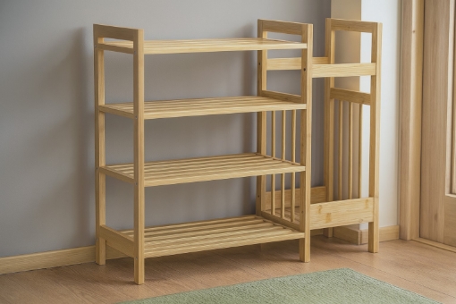 Chomik 4-Уровенная Бамбуковая Стенда С Дополнительной Боковой Полкой 73,5x28x66 См, PHO7001 - Home Club