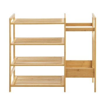 Chomik 4-Уровенная Бамбуковая Стенда С Дополнительной Боковой Полкой 73,5x28x66 См, PHO7001 - Home Club