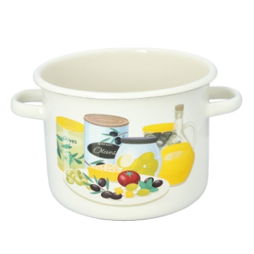 Chomik Эмалированная Кастрюля 4,5 Л 20 См Кремовый Оливковый, EMA7510 - Home Club