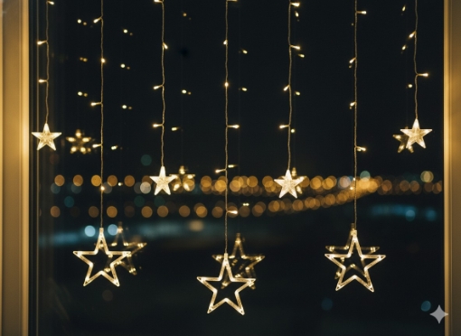 Chomik Светодиодная завеса «Звезды» 138L, длина 3 + 2 м, теплый белый цвет, для внутреннего/наружного использования, LED3997 - Home Club