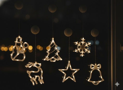 Chomik Святкова Вікна Прикраса Led З Присоскою На Батареї 10L Мікс 6 Дизайнів, LED4017 - Home Club