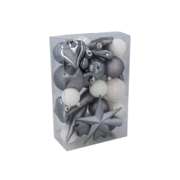 Chomik Набор из 35 елочных игрушек, оливковый/медный/графитовый микс дизайнов, GIF7580 - Home Club