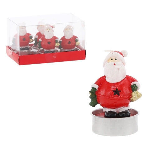Chomik Набор из 4 свечей, размер 13,7 x 9 x 7,5 см — Санта-Клаус с колокольчиком, LAW9270 - Home Club