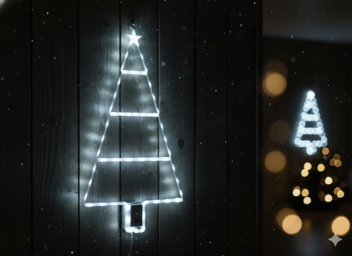 Chomik Святкова Прикраса - Ялинка Led 63 L Холодний Білий, LED9713 - Home Club