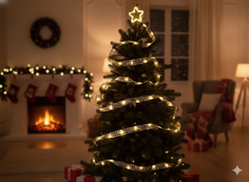 Chomik Святкова стрічка Led із зіркою срібна 50L теплий білий на батарейках, LED0269 - Home Club