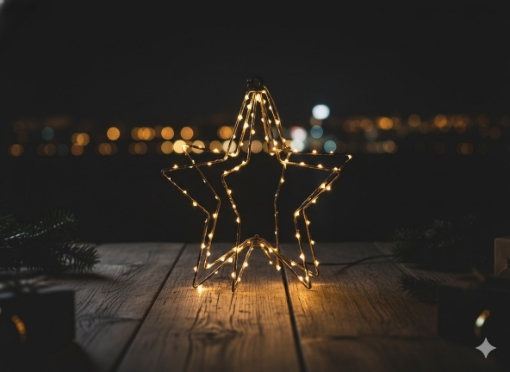 Chomik Праздничное Украшение - Звезда Led 30 См 95 Л Тепло-Белый На Батареях, LED0337 - Home Club