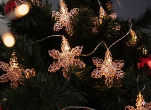 Chomik Світловий Ланцюг Led Сніжинки 10 Л Рожеве Золото Тепло-Білий, LED1013 - Home Club