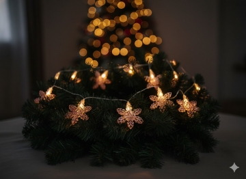 Chomik Світловий Ланцюг Led Сніжинки 10 Л Рожеве Золото Тепло-Білий, LED1013 - Home Club