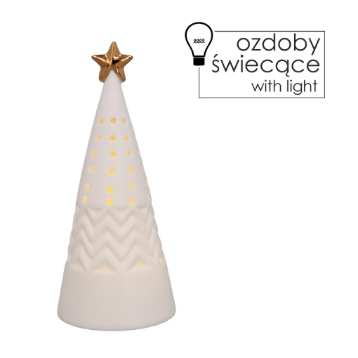 Chomik Рождественское Украшение - Елка Конусная Светодиодная Керамическая Белая 8 x 8 x 18,5 См, LUK1297 - Home Club