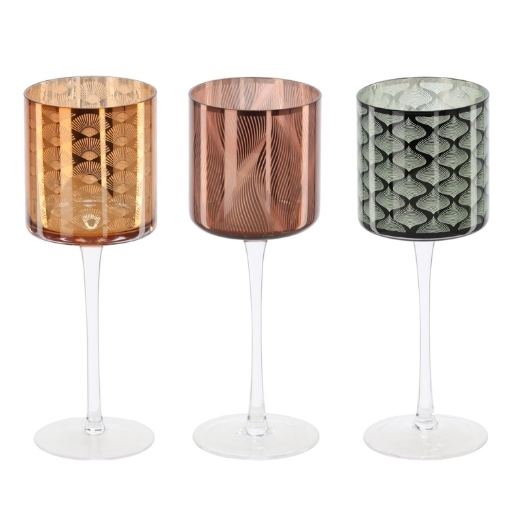 Chomik Стаканчик Для Теалайта 9 x 24,8 См На Ножке — Элегантный Микс Узоров, BOZ2225 - Home Club