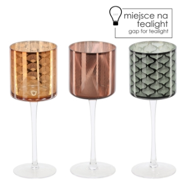 Chomik Стаканчик Для Теалайта 9 x 24,8 См На Ножке — Элегантный Микс Узоров, BOZ2225 - Home Club