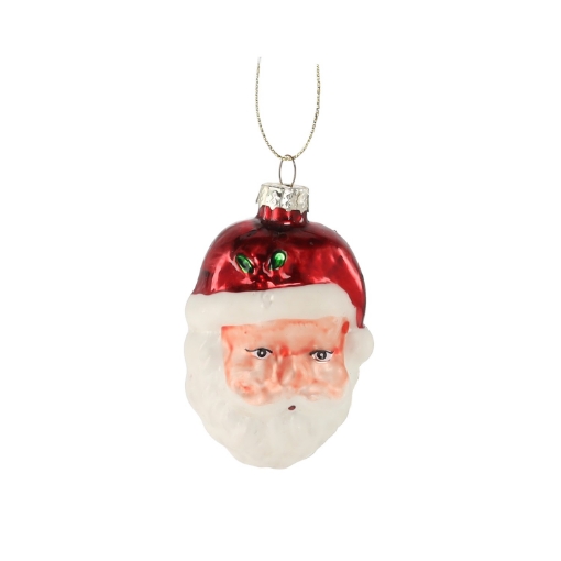 Chomik Стеклянная елочная игрушка 5,2 x 4,8 x 8,4 см — голова Санта-Клауса, MAL2669 - Home Club