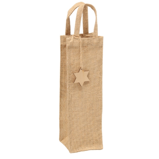 Chomik Ютовая Сумка С Золотой Ниткой И Подвеской 35 x 10 x 10 см Для Бутылки - Natural, IKA3734 - Home Club