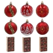 Chomik Набор из 8 елочных шаров, красных, 6 см, различные дизайны, BAI5768 - Home Club